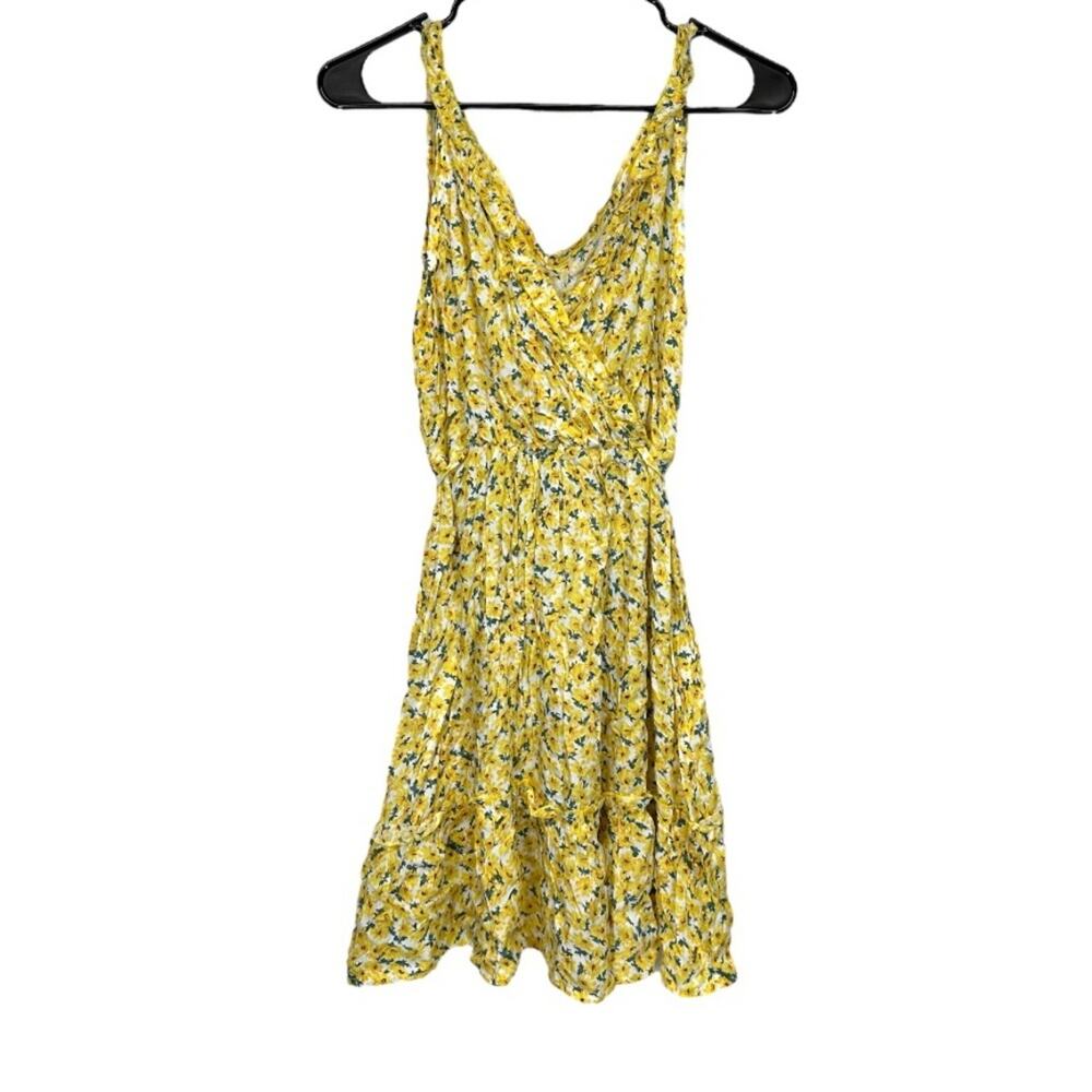 Shein White & Yellow Floral Sunflower Print Sleeveless‎ Dress Size S